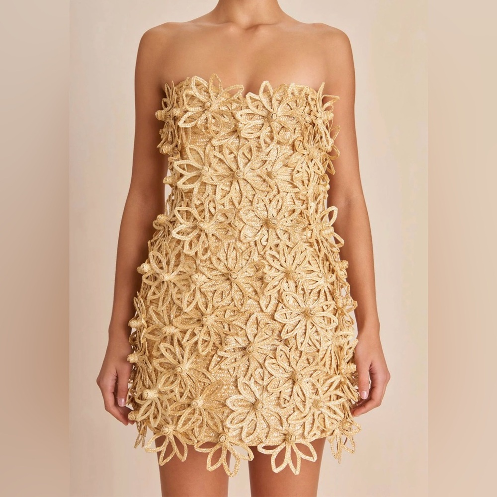 Cult Gaia Rattan Flower Mini Dress